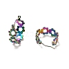 Ion Plating(IP) 304 Stainless Steel Beaded Ring Hoop Earrings for Women EJEW-P202-02MC-2