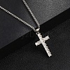 Brass Micro Pave Clear Zirconia Cross Pendant Necklaces NJEW-M211-05C-P-2