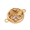 Brass Pave Clear Cubic Zirconia Connector Charms KK-Z066-08G-2