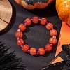 Halloween Pumpkin Resin & Glass Beaded Stretch Bracelets for Women Men BJEW-JB10850-2