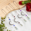 4Pcs Glass Teardrop & Alloy Moon Pendant Decorations HJEW-DC00104-4