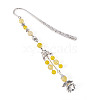 Natural Quartz Crystal Round Beads & Alloy Angel Bookmarks AJEW-TA00054-1