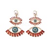 Rhinestone Double Evil Eye Dangle Stud Earrings with Acrylic Pearl Beaded LS-EJEW-J045-03C-KCG-1