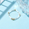 Glass Bugle & Brass Beads Stretch Rings for Women RJEW-JR00692-2