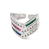 Colorful Cubic Zirconia Arrow Open Cuff Ring RJEW-P079-10P-2