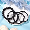 4Pcs Round Natural Lava Rock Beads Stretch Bracelets BJEW-JB10965-2