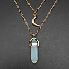 Opalite Cone Pendant Double Layer Necklace UX9990-28-1