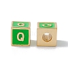 Rack Plating Brass Enamel Beads KK-B060-04G-02Q-1