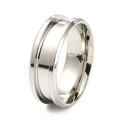 201 Stainless Steel Grooved Finger Ring Settings MAK-WH0007-16P-1