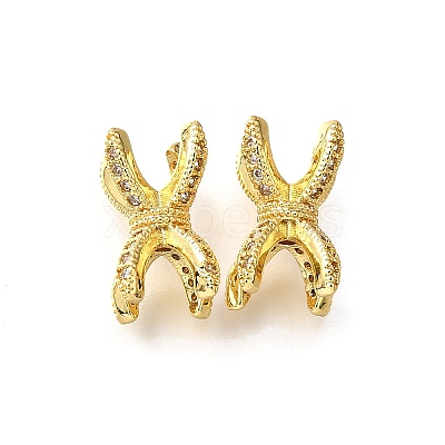 Brass Micro Pave Clear Cubic Beads KK-B135-04G-1