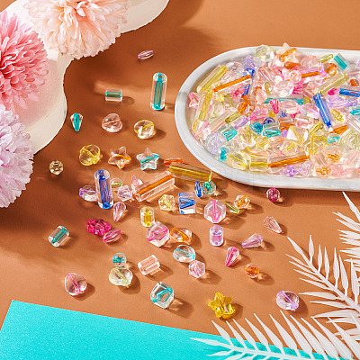 200Pcs 10 Styles Transparent Acrylic Beads TACR-TA0001-28-1