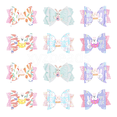 4 Sets 2 Style Baby Girl Hair Bowknot with Bunny Alligator Hair Clips Set MRMJ-GL0001-04-1
