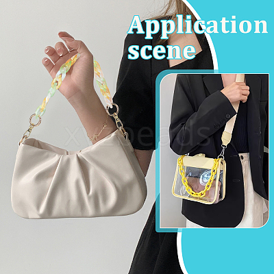 2Pcs 2 Styles Transparent Acrylic Curb Chain Bag Handles AJEW-PH0008-15-1