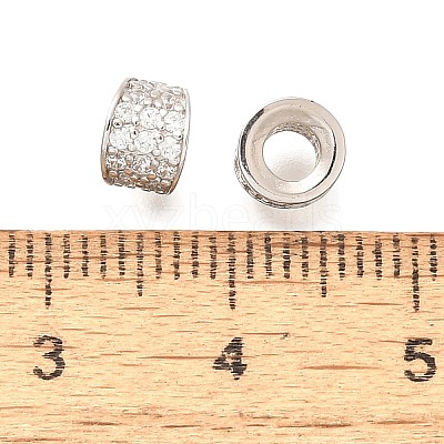 925 Sterling Silver Micro Pave Clear Cubic Zirconia Beads STER-B006-10B-P-1