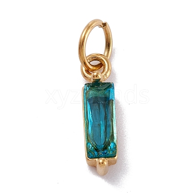 304 Stainless Steel Cubic Zirconia Pendants STAS-E487-21G-03-1