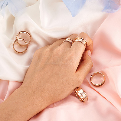 6Pcs 6 Size 201 Stainless Steel Grooved Finger Ring Settings FIND-YS0001-11-1