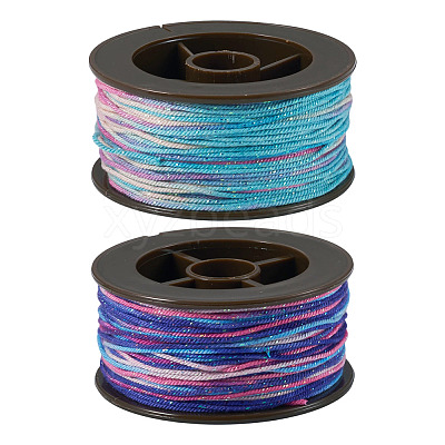 2 Rolls 2 Colors Segment Dyed Round Polyester Twisted Cords OCOR-TA0003-65D-1