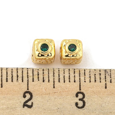 Brass Micro Pave Cubic Zirconia Beads KK-G490-18G-01-1
