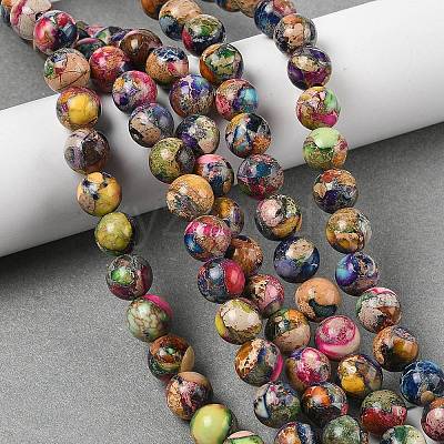 Dyed Natural Regalite/Imperial Jasper/Sea Sediment Jasper Beads Strands G-B124-C01-19-1