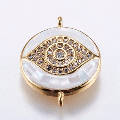 Brass Micro Pave Cubic Zirconia Links ZIRC-F077-11-1