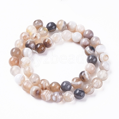 Natural Striped Agate/Banded Agate Beads Strands G-G582-8mm-57-1