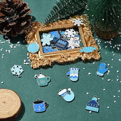 44Pcs 22 Styles Winter Theme Alloy Enamel Pendants ENAM-CJ0006-42-1