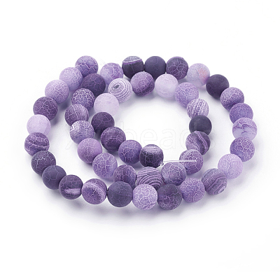 Natural Crackle Agate Beads Strands G-G055-8mm-8-1