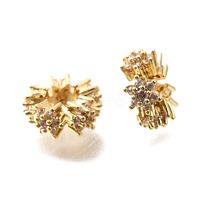 Brass Micro Pave Cubic Zirconia Rondelle European Beads KK-L230-12G-1
