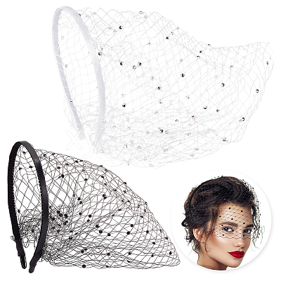 2Pcs 2 Styles Cloth Mesh Veil Headband MRMJ-GA0001-25-1
