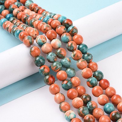 Synthetic Ocean White Jade Round Bead Strands G-M165-4mm-04-1