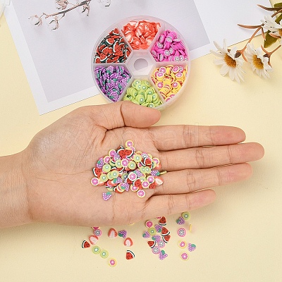 1800Pcs 6 Style Fruit Theme Handmade Polymer Clay Cabochons CLAY-YW0001-22-1