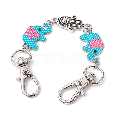 Elephant & Hamsa Hand Bag Extension Chains AJEW-BA00128-1