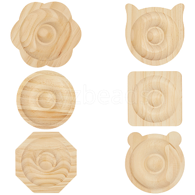 6Pcs 6 Styles Beech Wooden Jewelry Bracelet Finger Ring Diplay Holder Tray ODIS-BBC0001-03B-1