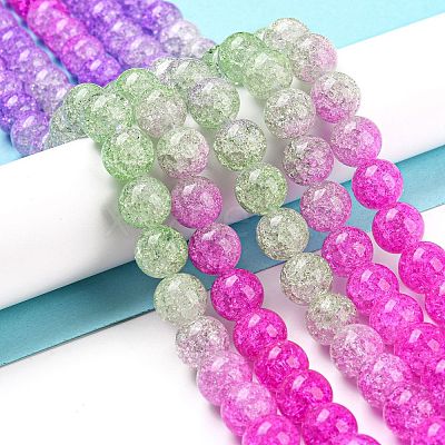 Spray Painted Crackle Glass Beads Strands DGLA-C002-10mm-08-1