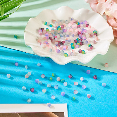 200Pcs 10 Colors Crackle Glass Beads Strands GLAA-TA0003-31D-1
