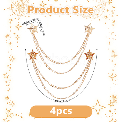 4Pcs Alloy Hanging Chain Brooch JEWB-FH0002-93G-1