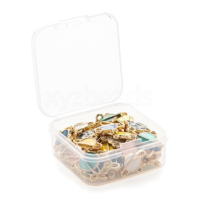60Pcs 10 Colors Light Gold Alloy Enamel Pendants ENAM-LS0001-60-1