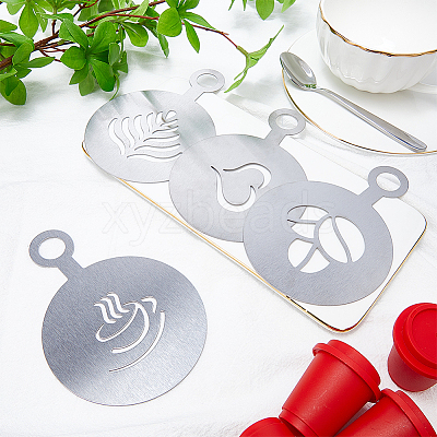 430 Stainless Steel Coffee Latte Art Molds AJEW-WH0038-40P-1