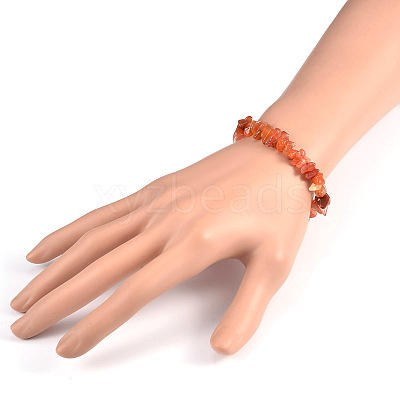 Chips Natural Carnelian(Dyed) Beaded Stretch Bracelets BJEW-JB01826-04-1