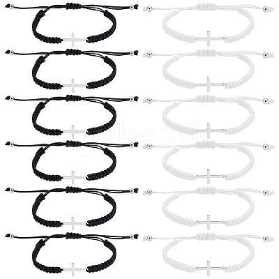 12Pcs 2 Styles Adjustable Polyester Thread Braided Bracelets for Women Men BJEW-UN0001-88A-1