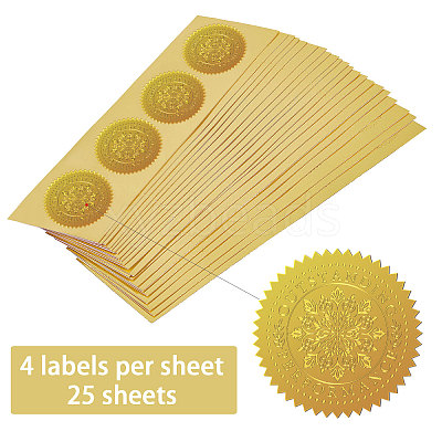 Self Adhesive Gold Foil Embossed Stickers DIY-WH0211-387-1