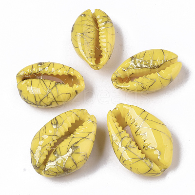 Spray Painted Natural Cowrie Shell Beads SSHEL-R047-03-A10-1