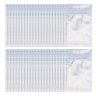 60Pcs Glitter Holographic Star Plastic Packaging Yin-yang Resealable Bags OPP-TA0001-24B-1