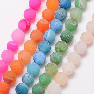 Natural Druzy Geode Agate Bead Strands G-K166-09-10mm-1