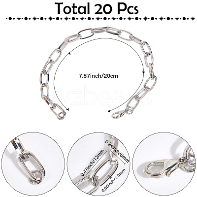 20Pcs Iron Cable Chain Bracelets for Women Men BJEW-SC0001-42-1