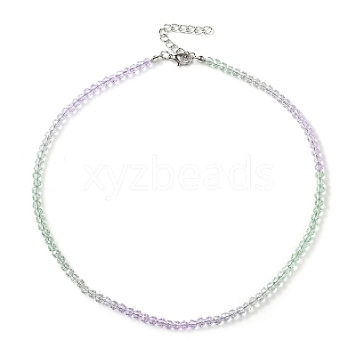 Bling Glass Round Beaded Necklace for Women NJEW-PH01490-04-1