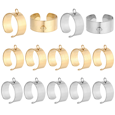 24Pcs 2 Colors 304 Stainless Steel Finger Ring Settings STAS-BBC0010-09D-1
