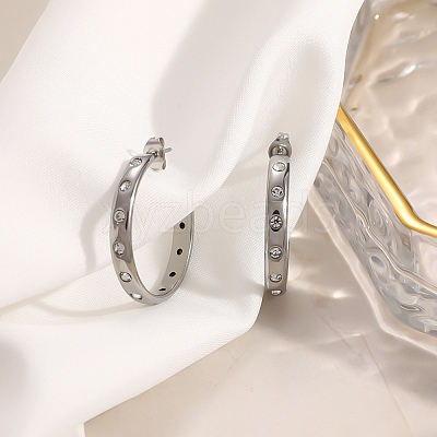 304 Stainless Steel Rhinestone Stud Earrings SA-CBA0ADC-01P-1