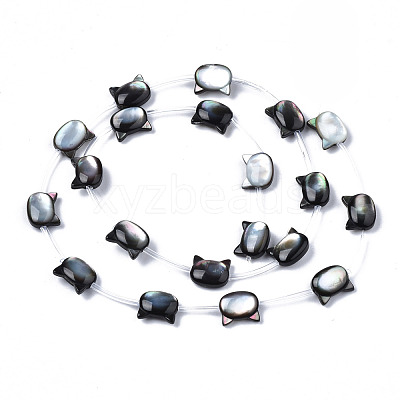 Natural Black Lip Shell Beads Strands SSHEL-S278-124B-1