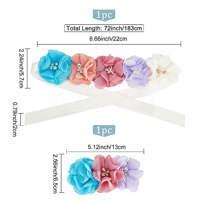 Polyester Waist Chain Belts and Headbands with Imitation Pearl DIY-WH0308-150C-1